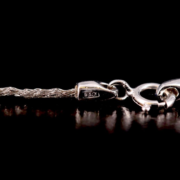 Solid 14K White Gold Mesh Web DQCZ Station Necklace - Picture 5 of 6